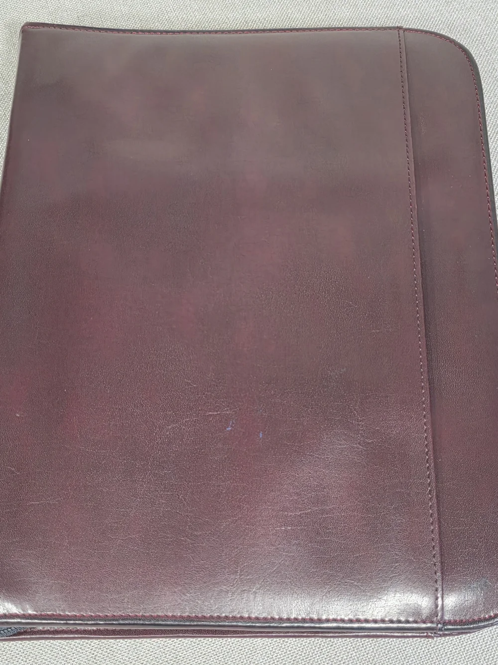 Vintage Burgundy Leather Zip Portfolio Organizer